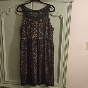 Lane Bryant Black and Brown Animal Print Midi Dress